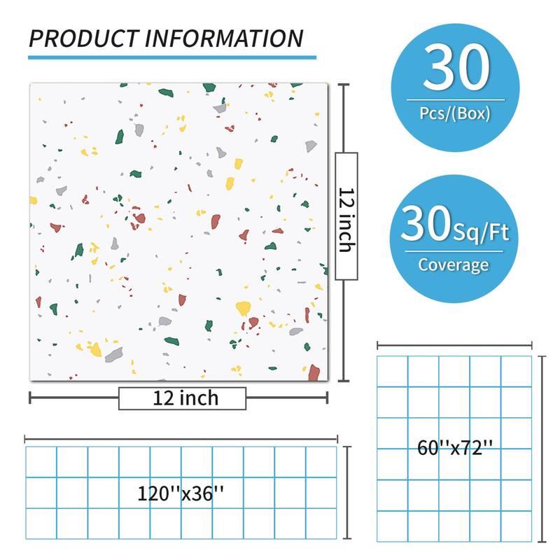 Art3d 12"x12" Self-adhesive Vinyl Flooring, 30 Pieces per Box Total Cover 30 Sq.Ft.