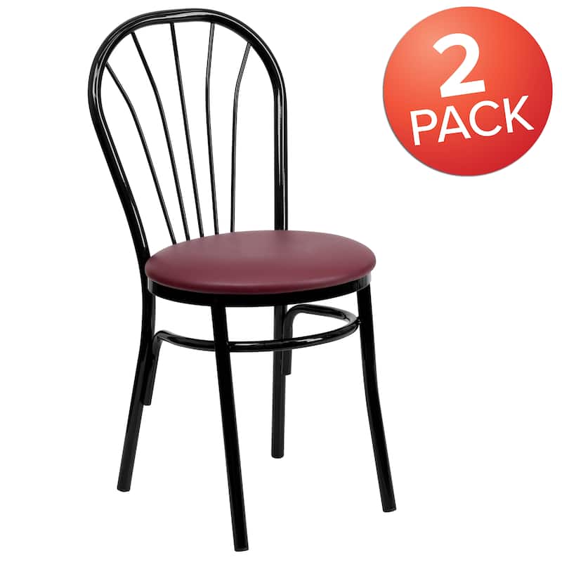 2 Pack Fan Back Metal Chair - Vinyl Seat - 16"W x 20"D x 34.5"H - 16"W x 20"D x 34.5"H