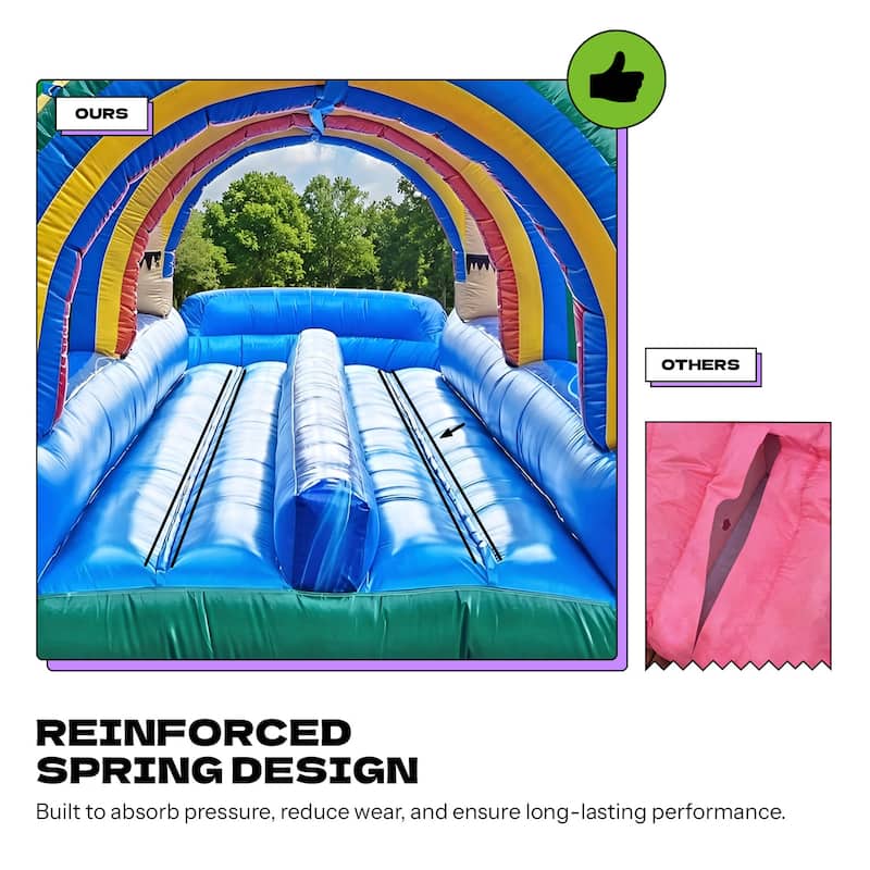 POP JUMP Tropical 27' Dual Lane Slip N Slide With Pool - Blue - 27' x 10' x 7' - Kids - Blue - 27' x 10' x 7'