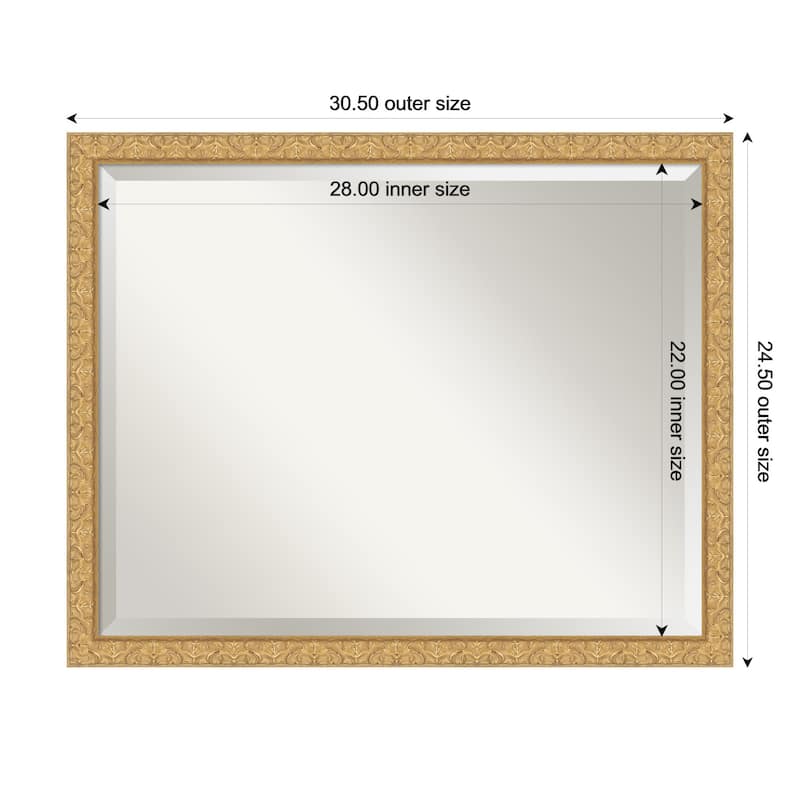 Lila Beveled Wood Framed Bathroom Vanity Wall Mirror - 31 x 25 in - Lila Gold