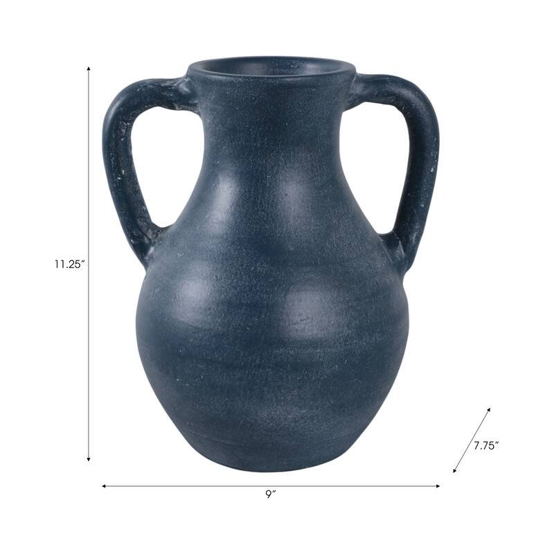 Terracotta Pottery Vase with Handles Rustic Artisan Decorative Accent