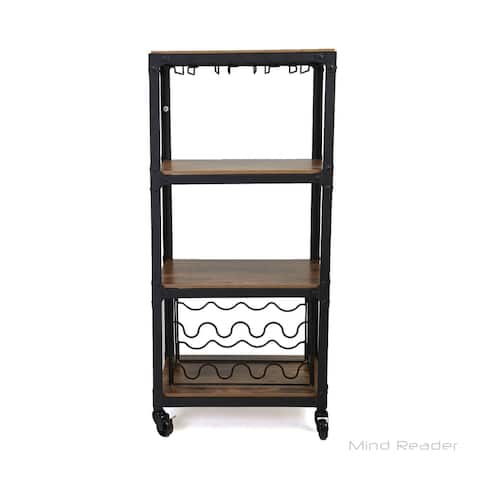 Mind Reader 4-tier Wood and Metal Cart with Wine Rack