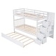 preview thumbnail 31 of 38, Multifunctional Design Wood Bunk Bed With Trundle, Stairway, Maximized Storage Space