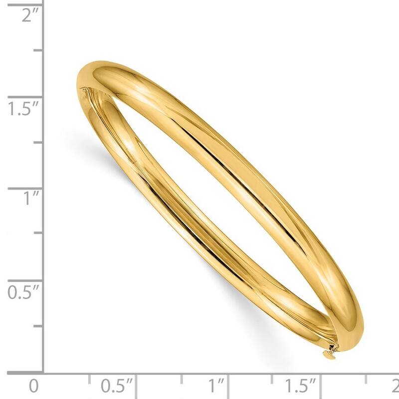 Curata 14k Yellow Gold Hollow Safety bar 3/16 Polished Hinged Baby Bangle Bracelet