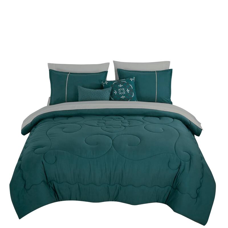 Shatex Valda 9PC Oversized Bedding Comforter Set All-season Reversible Bed in a Bag