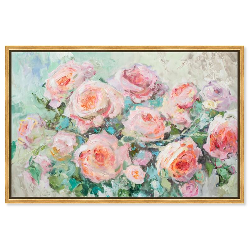 Cabbage Rose Charm Canvas by Art Remedy - 45" x 30" - Gold