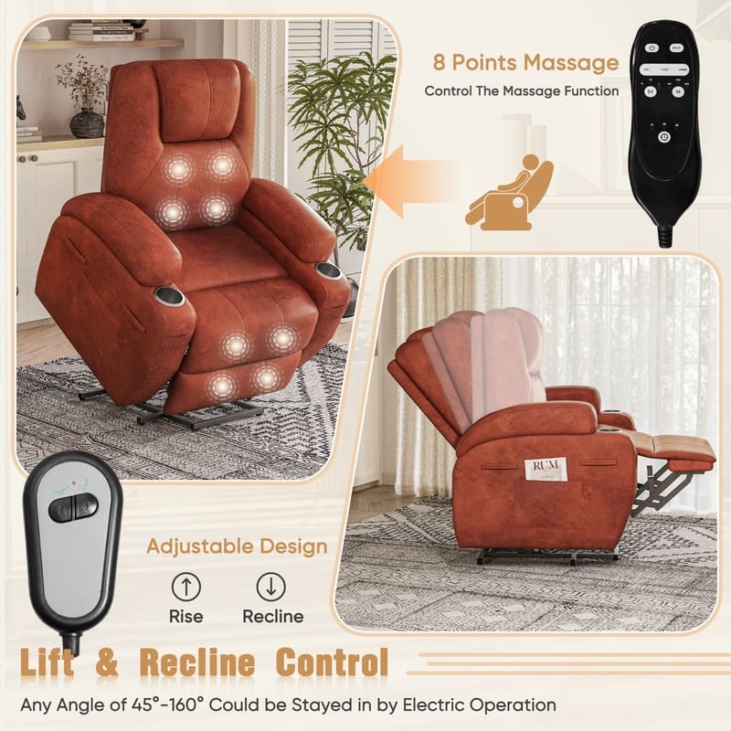 Homall Faux Leather Power Lift Recliner Chair with Massage