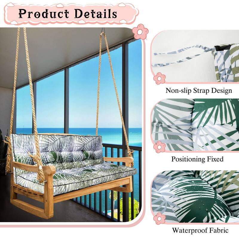 Porch Swing Replacement Cushion, 55in Outdoor Bench Cushions with Backrest Thicken 4"