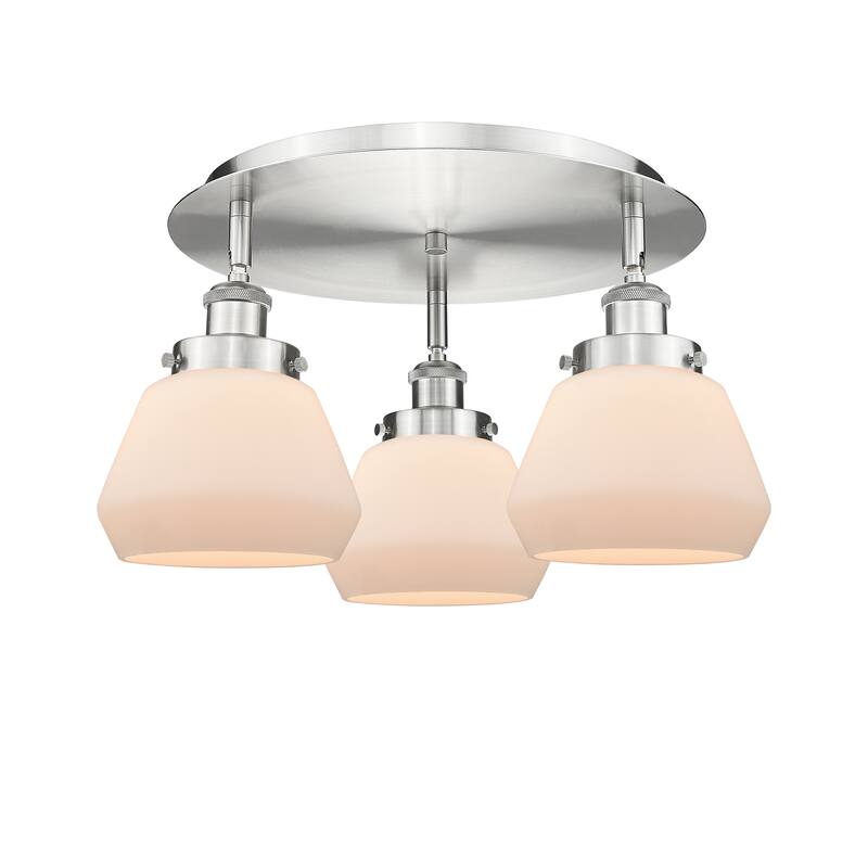 Innovations Lighting Fulton - 3 Light 18" Flush Mount - Satin Nickel/Matte White