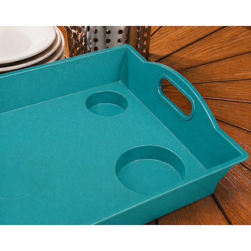Little Butler Indoor/Outdoor PVC Aqua Serving Trays, Large (Pack of 6) - LARGE (6-PACK) - LARGE (6-PACK)