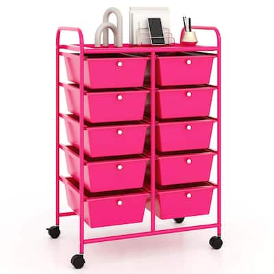 Costway 10-Drawer Storage Cart Utility Rolling Trolley Kitchen Office