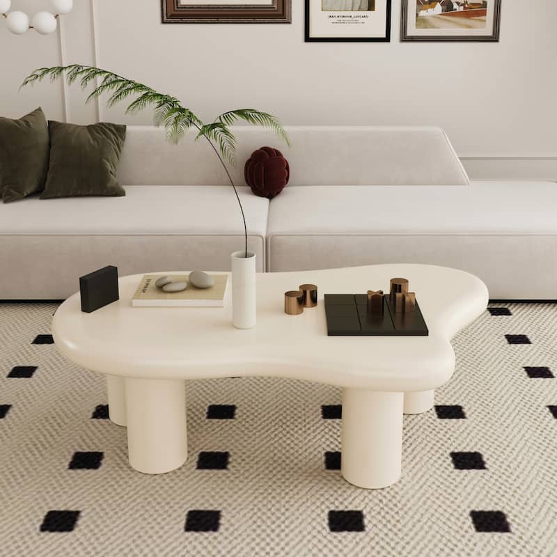 40 Inch Black Cloud Shaped Coffee Table - Beige