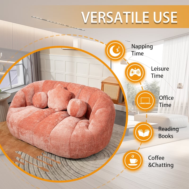 Chenille Upholstered Durable Comfort Lounger Bean Bag Lazy Sofa