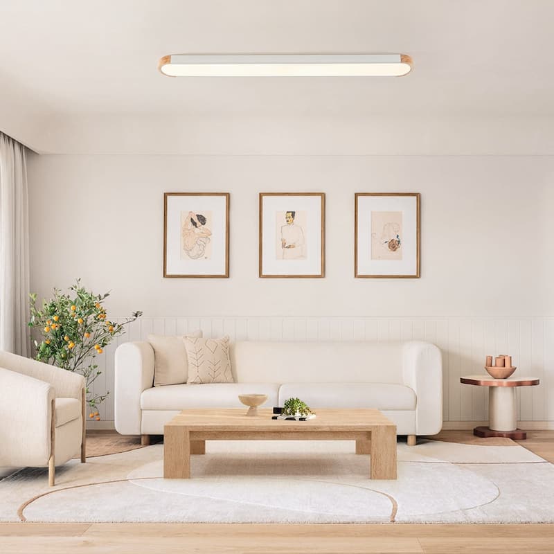 Farmhouse Long Oval Dimmable LED Flush Mount Ceiling Light 48in - White/3000K