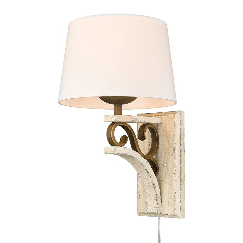 Golden Lighting Solay 1-light Wall Sconce in Burnished Chestnut - Ivory Linen/Burnished Chestnut