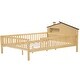 preview thumbnail 11 of 12, Natural Full Size Wood Platform Bed with House-shaped Headboard, LED and Built-in Storage