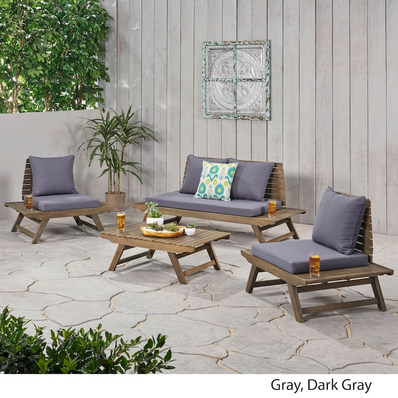 Sedona Acacia Wood 4-piece Outdoor Chat Set by Christopher Knight Home