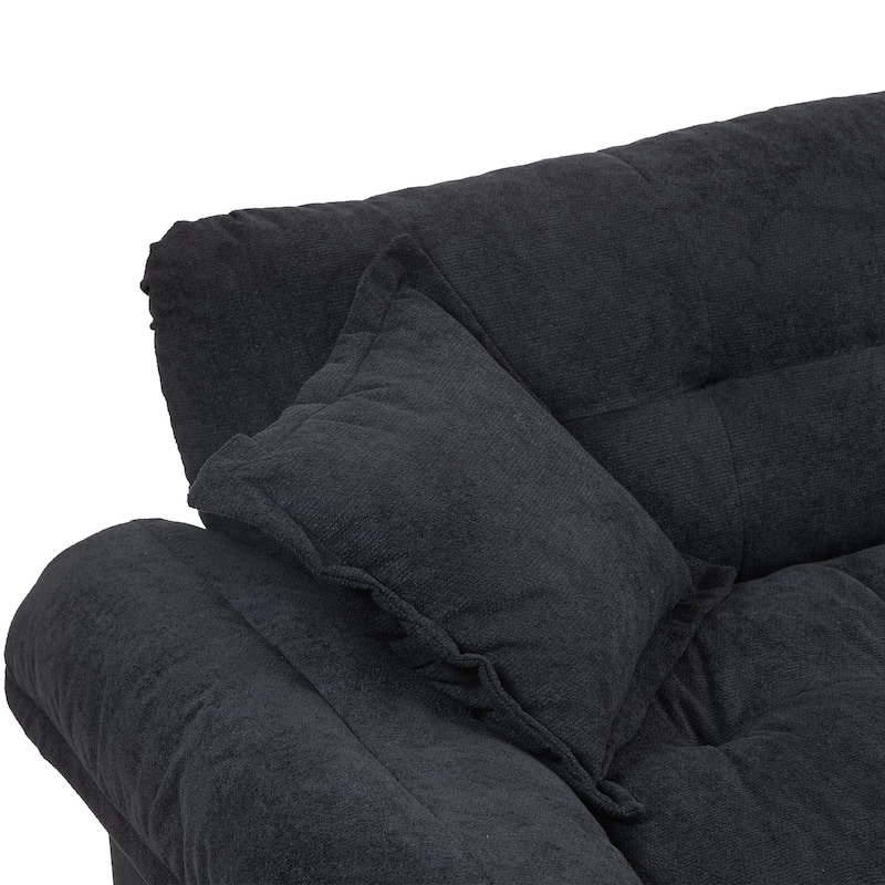 84" Chenille Sofa Small Sofa Loveseat Deep Seat Sofa Couch with 2 Throw Pillows & Memory Foam Lounge