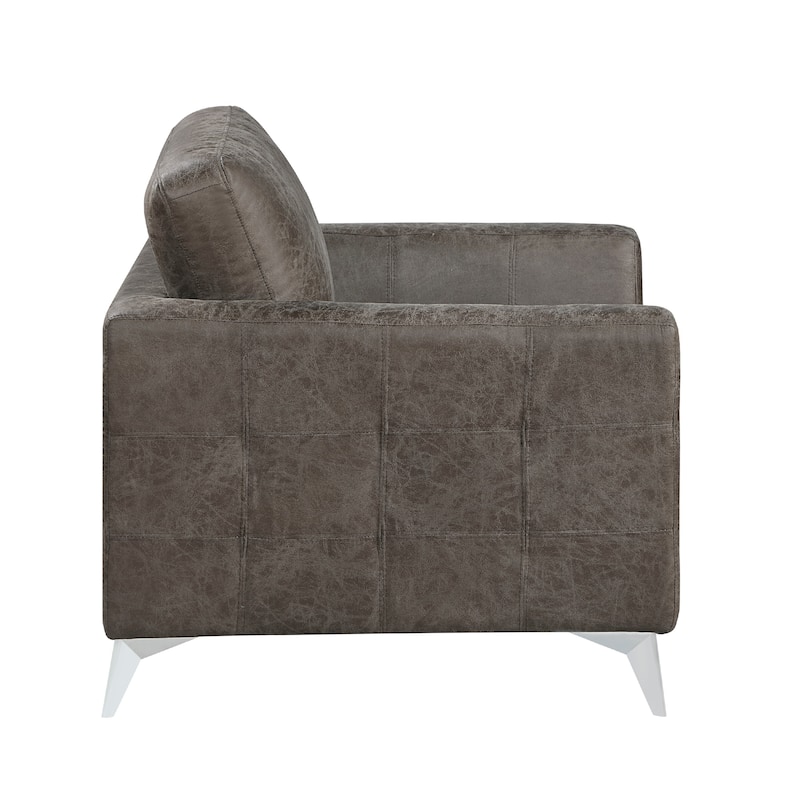 Casie Accent Armchair, Brownish Gray Microfiber Foam, Chrome Legs