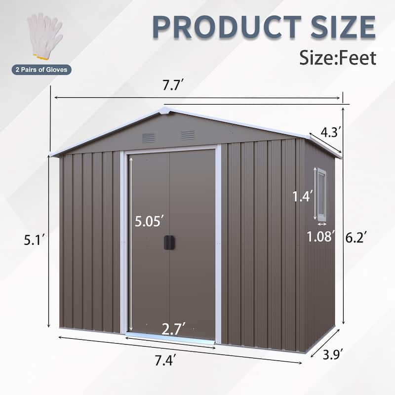 GDF Studio - Verdell Outdoor Metal Storage Shed with Window and Metal Foundation