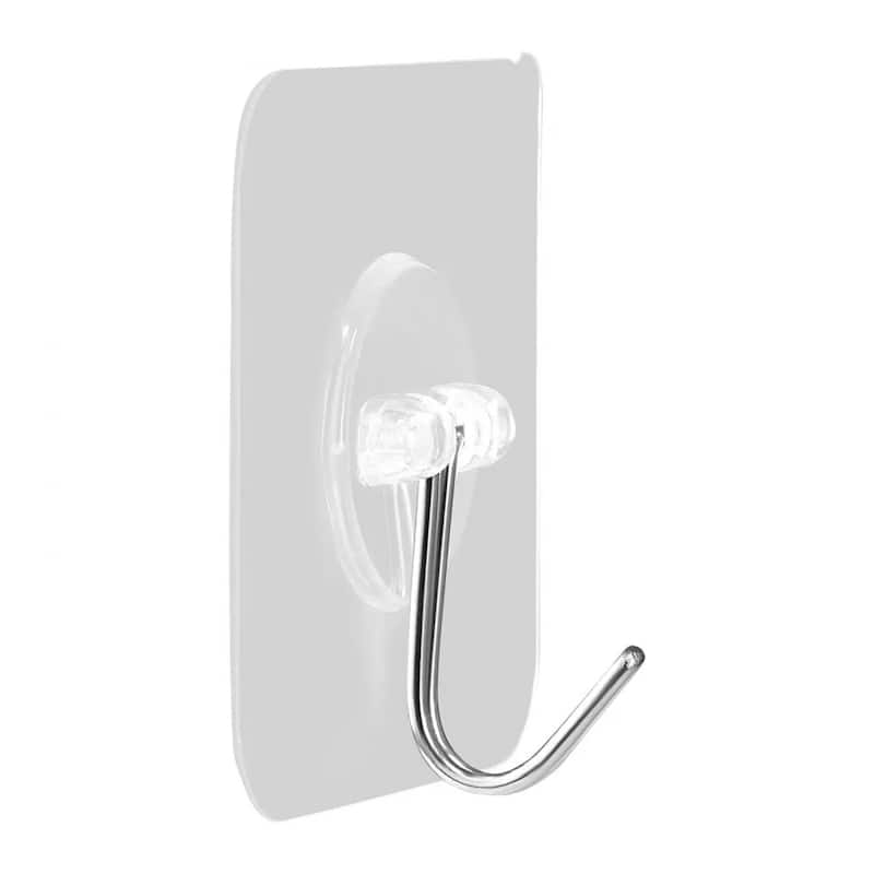 12-Pack Self-Adhesive Wall Hooks Stainless Steel with PVC Waterproof Surface for Home - 2.24 x 2.24 x 0.866 in