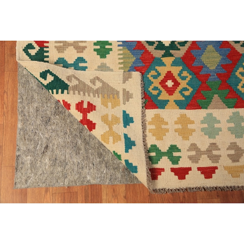 Geometric Kilim Reversible Area Rug Oriental Flatweave Wool Carpet - 8'5"x 11'5"