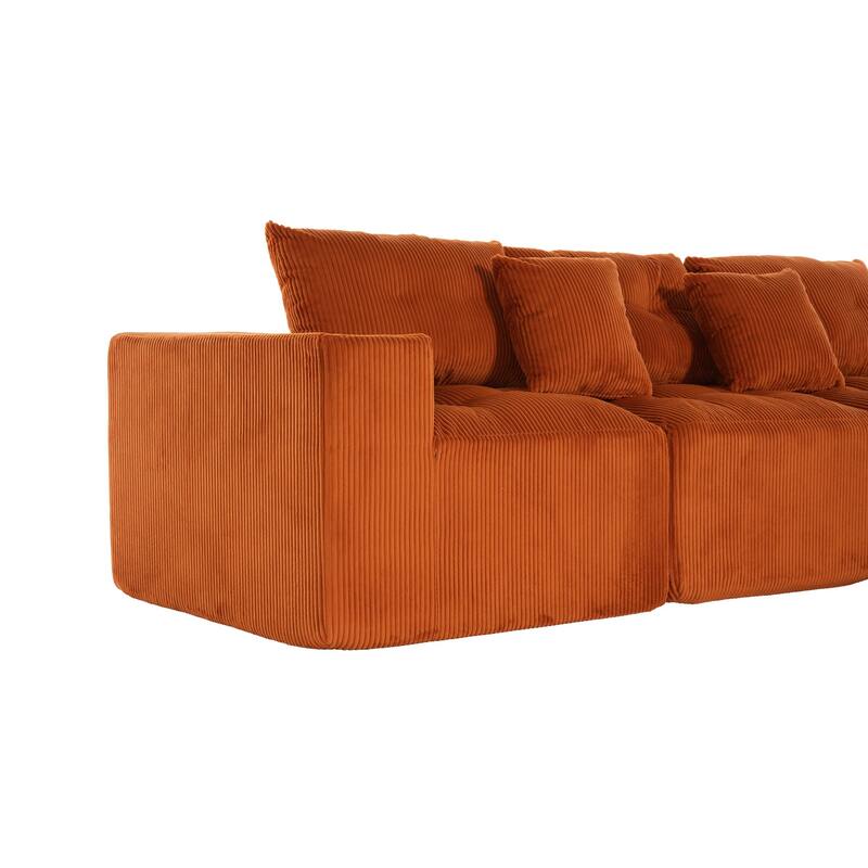 101.18" Corduroy Modular Sectional Sofa with Ottoman, No Assembly Required