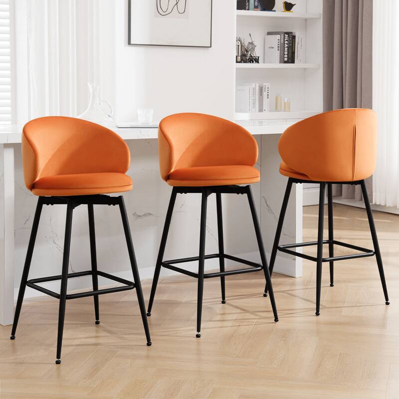 26"/30" Velvet Upholstered Swivel Counter/Bar Stools Set of 2/3