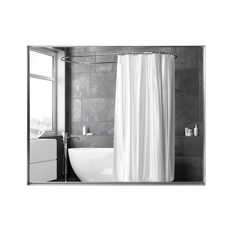 Silver Rectangular Wall-mounted Beveled Bathroom Mirror - 40x30inch
