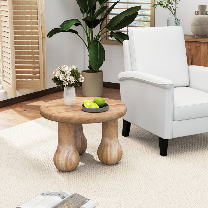 Gymax 24'' Small Solid Mahogany Wood Coffee Table w/Thickened Top