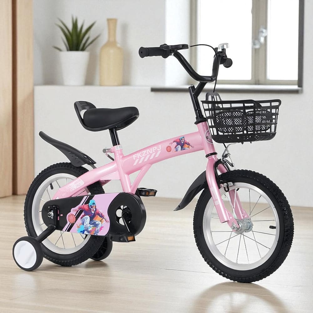 18 Inch Kids Bike with Training Wheels & Kickstand, Adjustable Saddle & Handlebar, Boys & Girls Ages 5-10