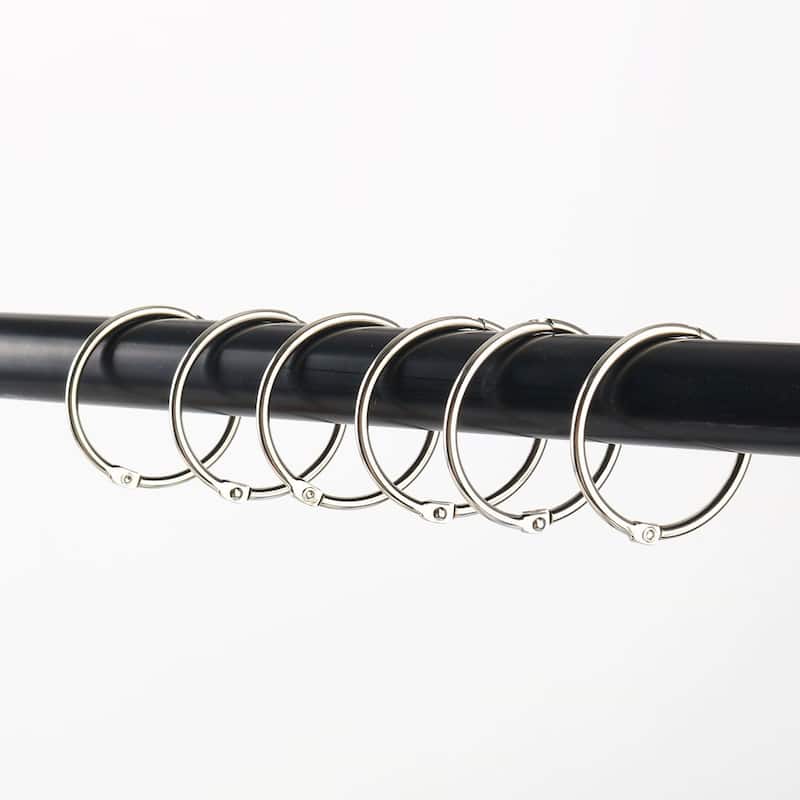 Metal 1.5" Shower Curtain Hook Rolling Hooks Clip Bathroom Decorative 10pcs - Silver Tone
