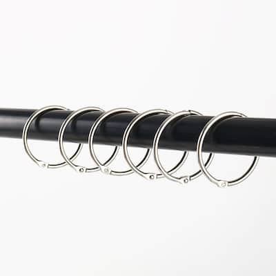 Metal 1.5" Shower Curtain Hook Rolling Hooks Clip Bathroom Decorative 10pcs - Silver Tone