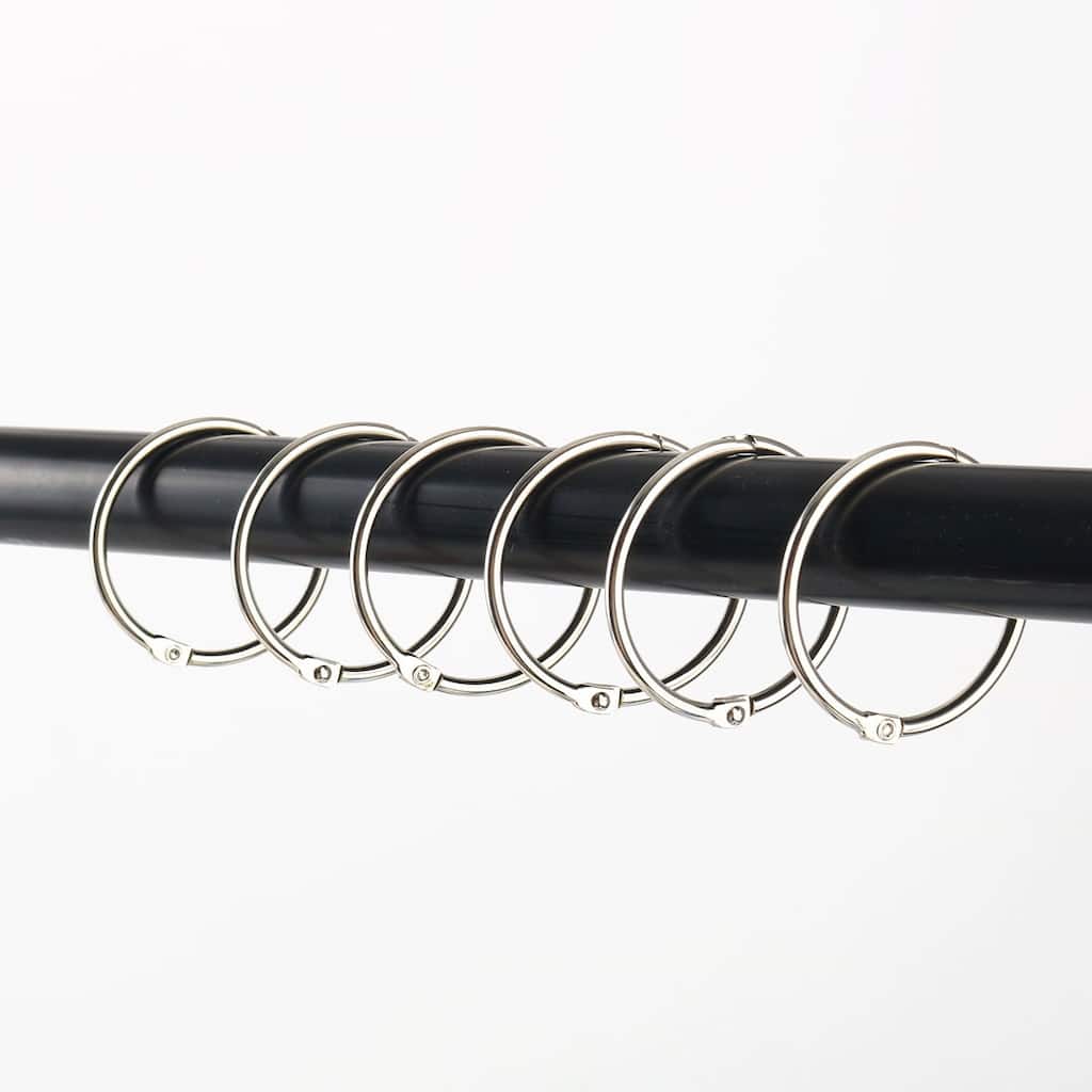 Metal 1.5" Shower Curtain Hook Rolling Hooks Clip Bathroom Decorative 10pcs - Silver Tone