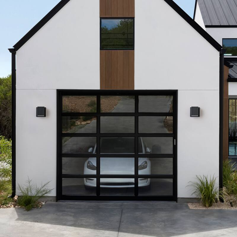 2-Light Matte Black LED Outdoor Wall Sconce