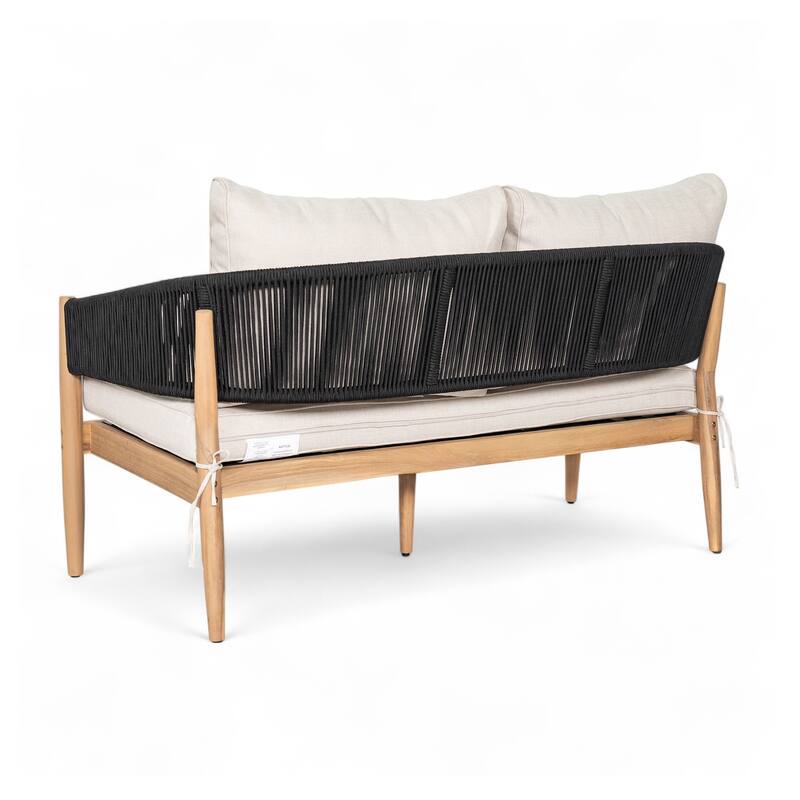 Roomfitters Verona Outdoor Acacia Wood Loveseat with Rope Detail