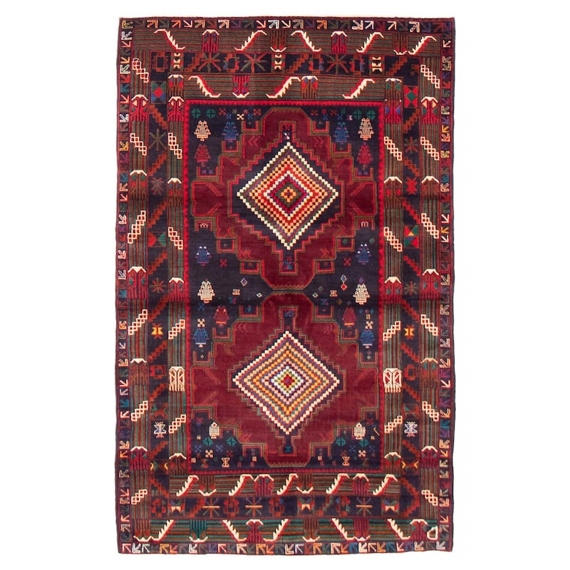 Teimani Red Rug 3'8" x 6'1" - 3'8 x 6'1 - Dark Red - 3'8 x 6'1