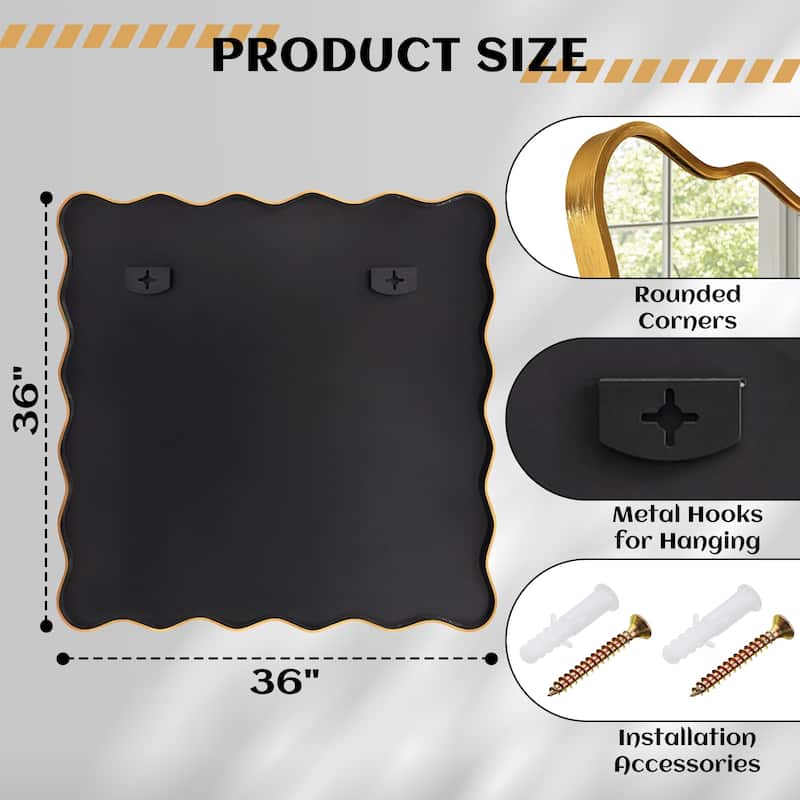 Rectangle Metal Framed Irregular Wavy Wall Mirror