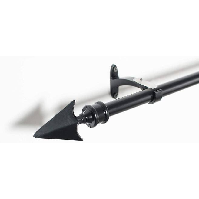 Deco Essential 3/4 Inch Curtain Rod for Windows & Doors Curtains Extendable Grey with Flat Arrow Finials & Brackets Set