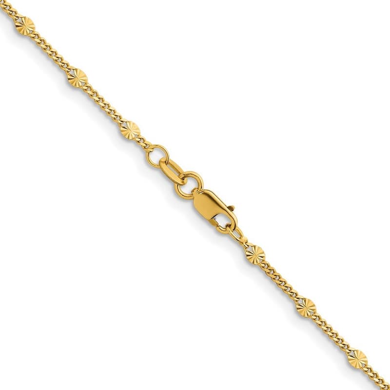Curata Italian 14k Yellow Gold 2.8mm Fancy Curb Link Chain Necklace (Lobster)