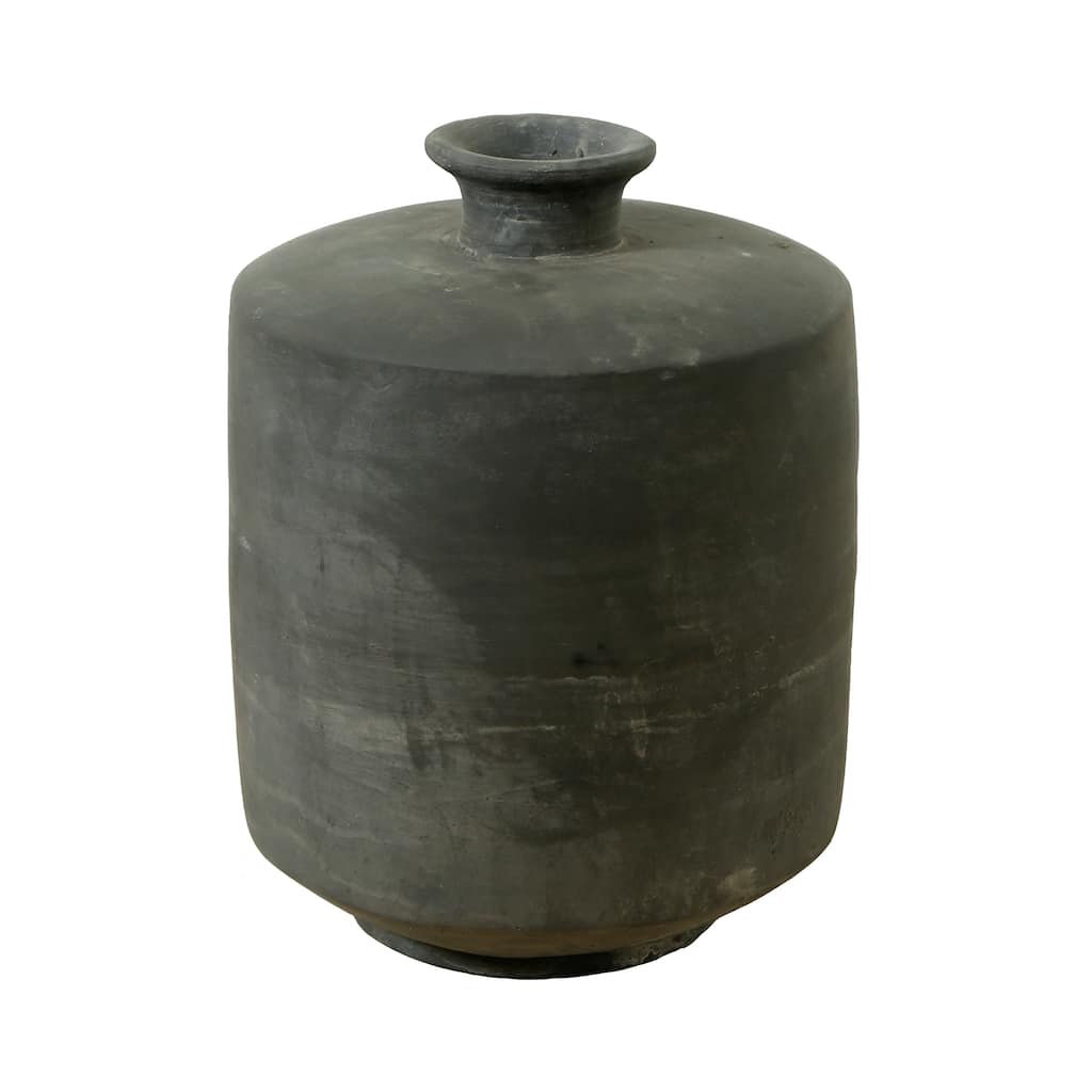Artissance 13"H Cylindrical Earthy Gray Ceramic Indoor Outdoor Tall Pottery Vase, Home and Garden Decor