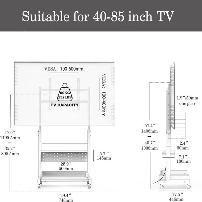 Rolling Floor TV Stand Mount