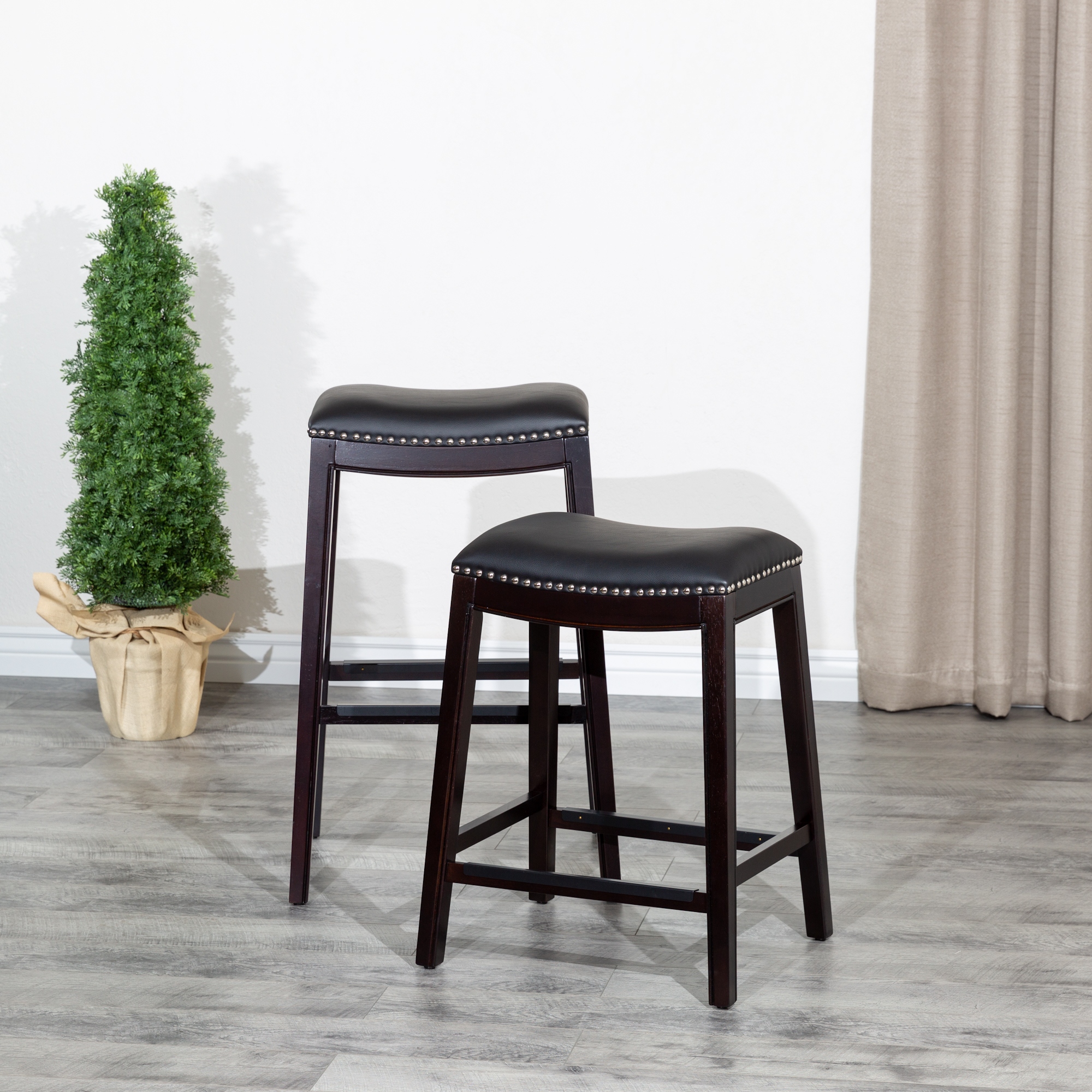 Espresso saddle store bar stools