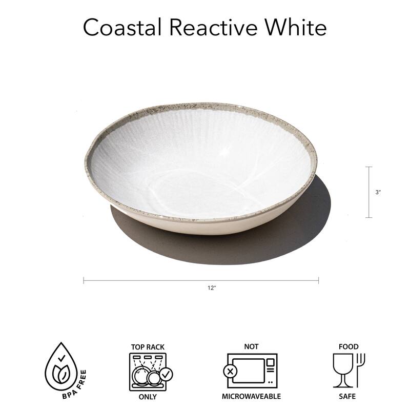 Abode Homewares Coastal Reactive NewWave Melamine Serving Bowl - White - 12"