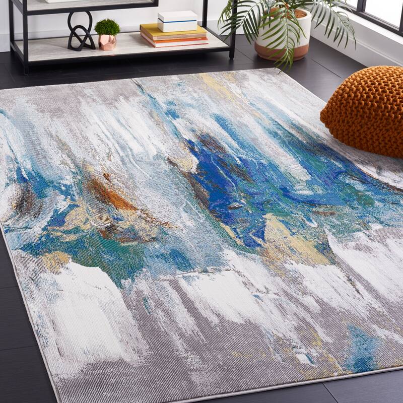 SAFAVIEH Art Studio Gwendolyne Modern Abstract Rug - 4' x 6' - Light Grey/Blue