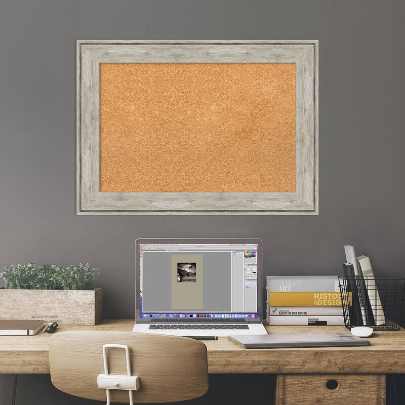 Crackled Metallic Framed Cork Bulletin Memo Board