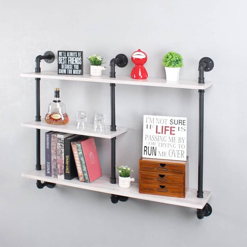3-Tier Wall Mount Shelf - 9.8"D x 43.3"W x 37.8"H - White