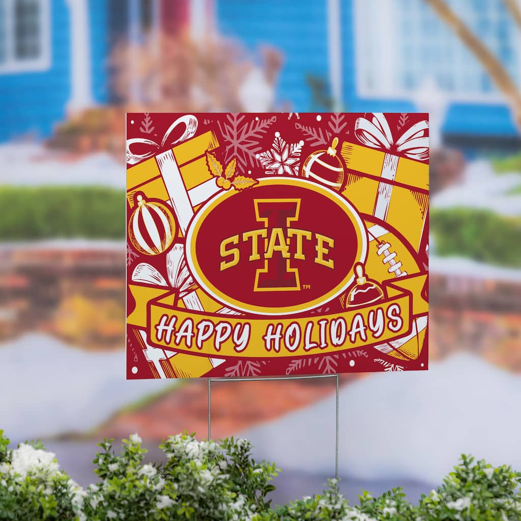 Iowa State University Yard Sign, Happy Holidays - 24" x 18"