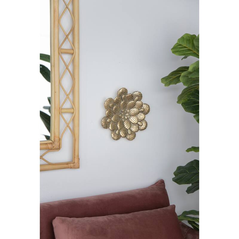 Modern Piece Succulent Wall Decor with Gold Finish Unique Textured Design, for Home and Office Decor