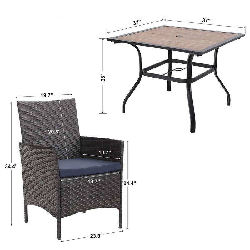 MAISON ARTS Outdoor Patio 6 Pieces Dining Set with Umbrella